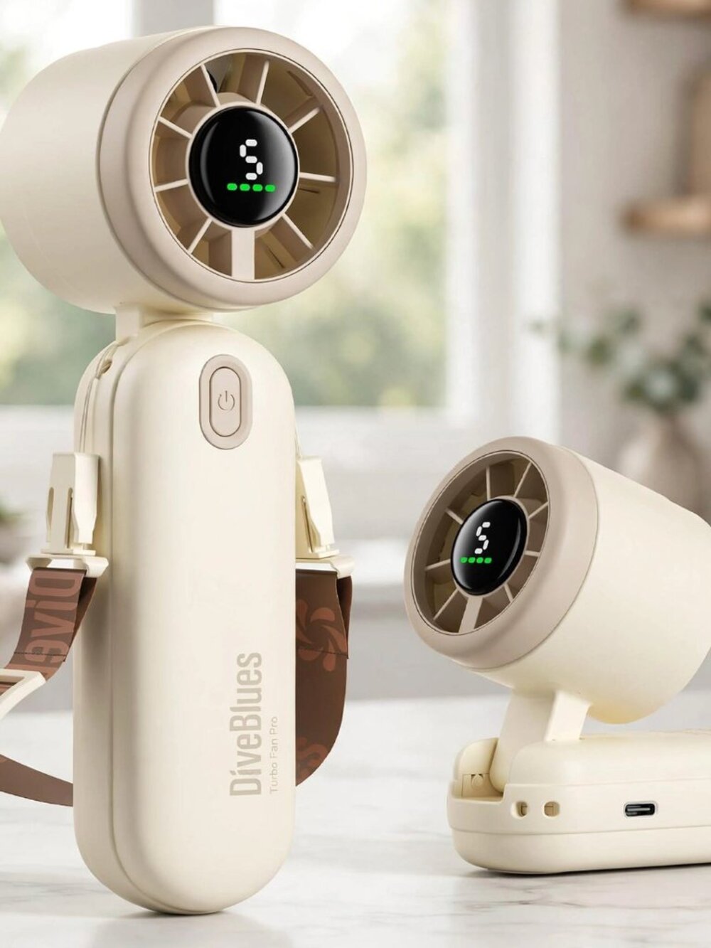 Mini Handheld Turbo Fan 4000mAh 3-in-1 Portable - Cream